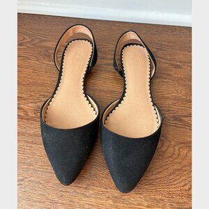 Ann Taylor Loft Black Suede Pointed Toe Flats - Size 6.5